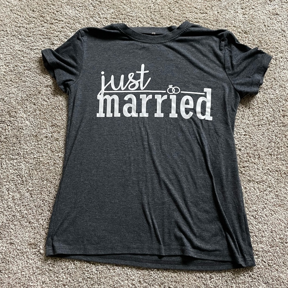 Gray Just Married T-Shirt, Small